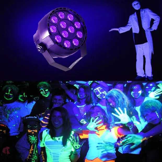 36W 12 Led 미니 파 사운드 활성 UV Led 무대 Parcan 자외선 Led 스포트라이트 램프, 디스코 DJ 프로젝터 파티 미니 파 라이트